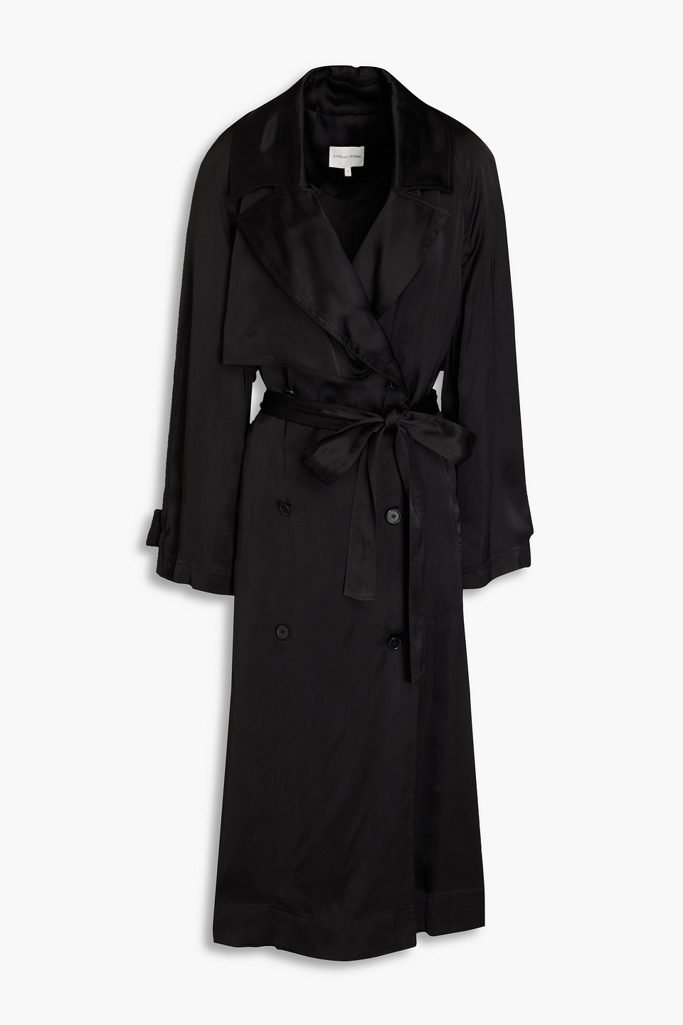 Loulou Studio Belted Satin Trench Coat In Black