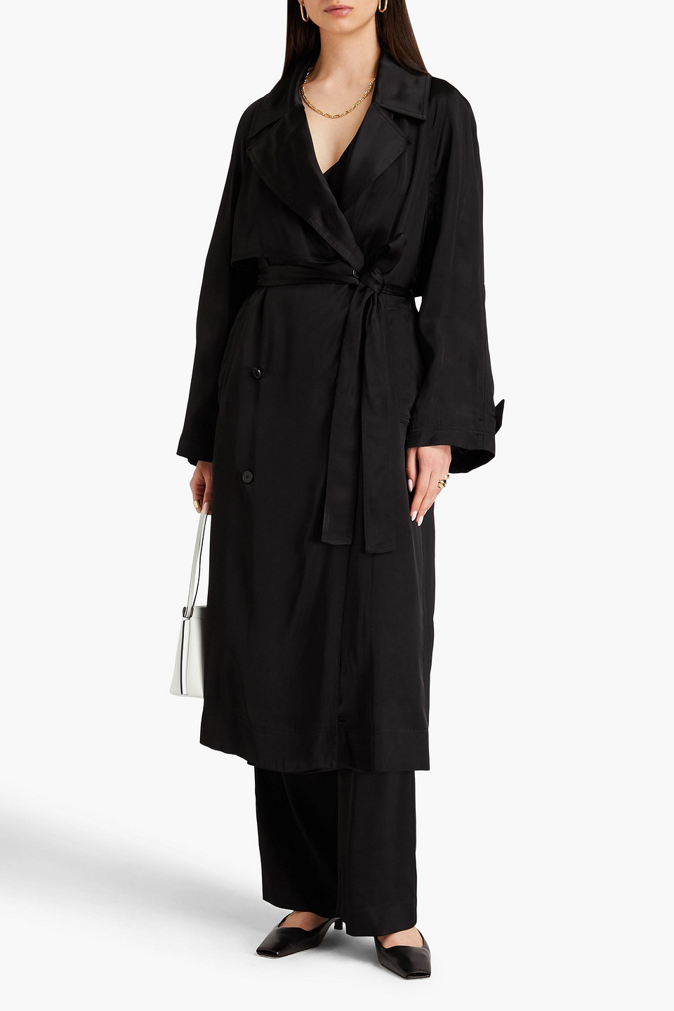 LOULOU STUDIO BELTED SATIN TRENCH COAT 