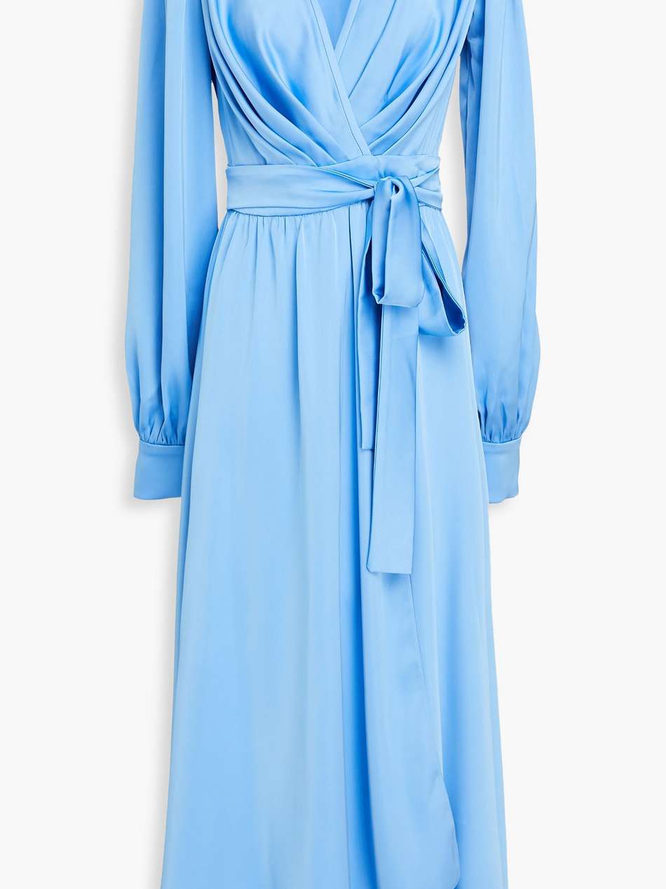 gathered satin midi dress