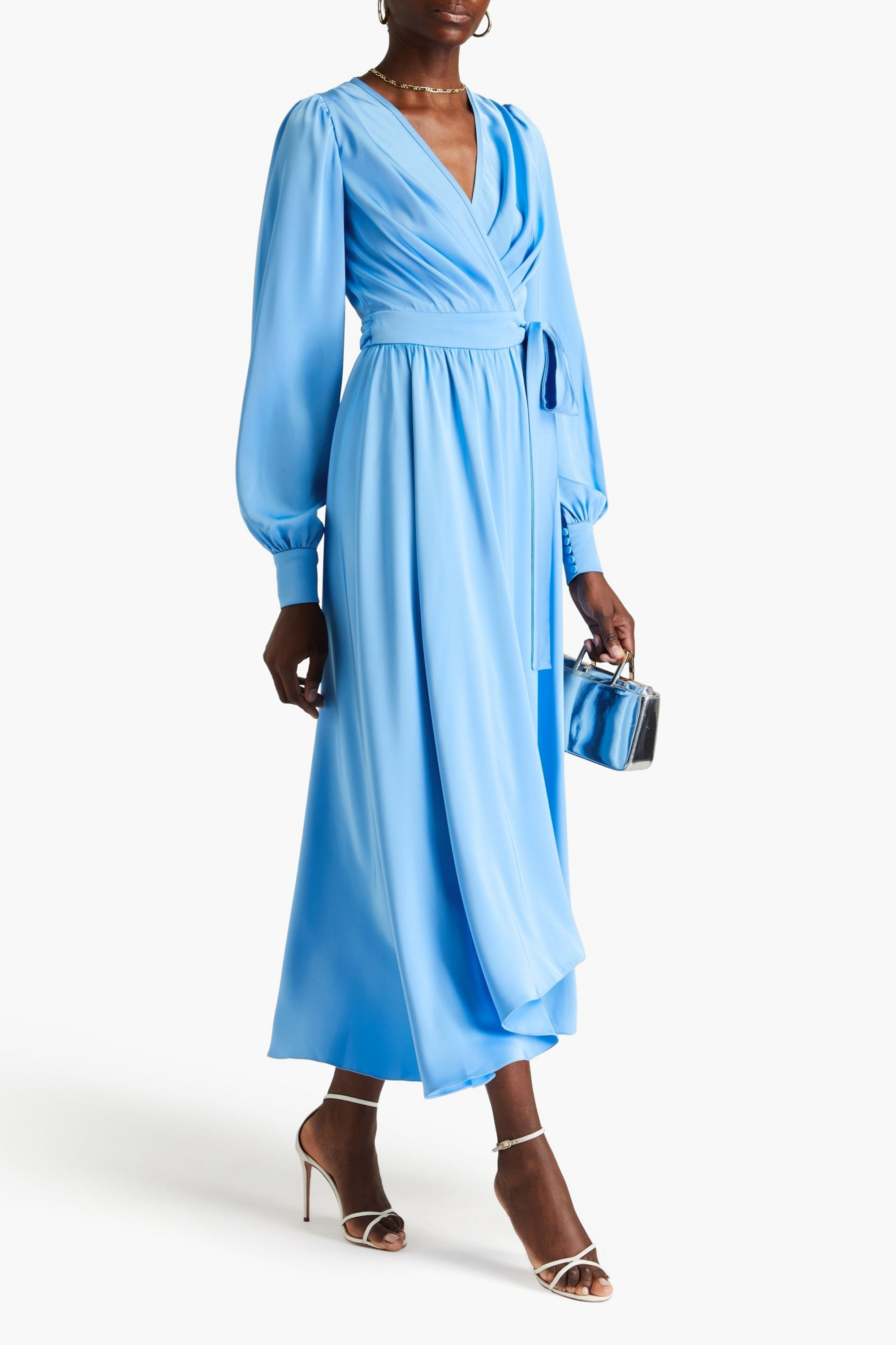 RHEA COSTA Gathered satin midi dress