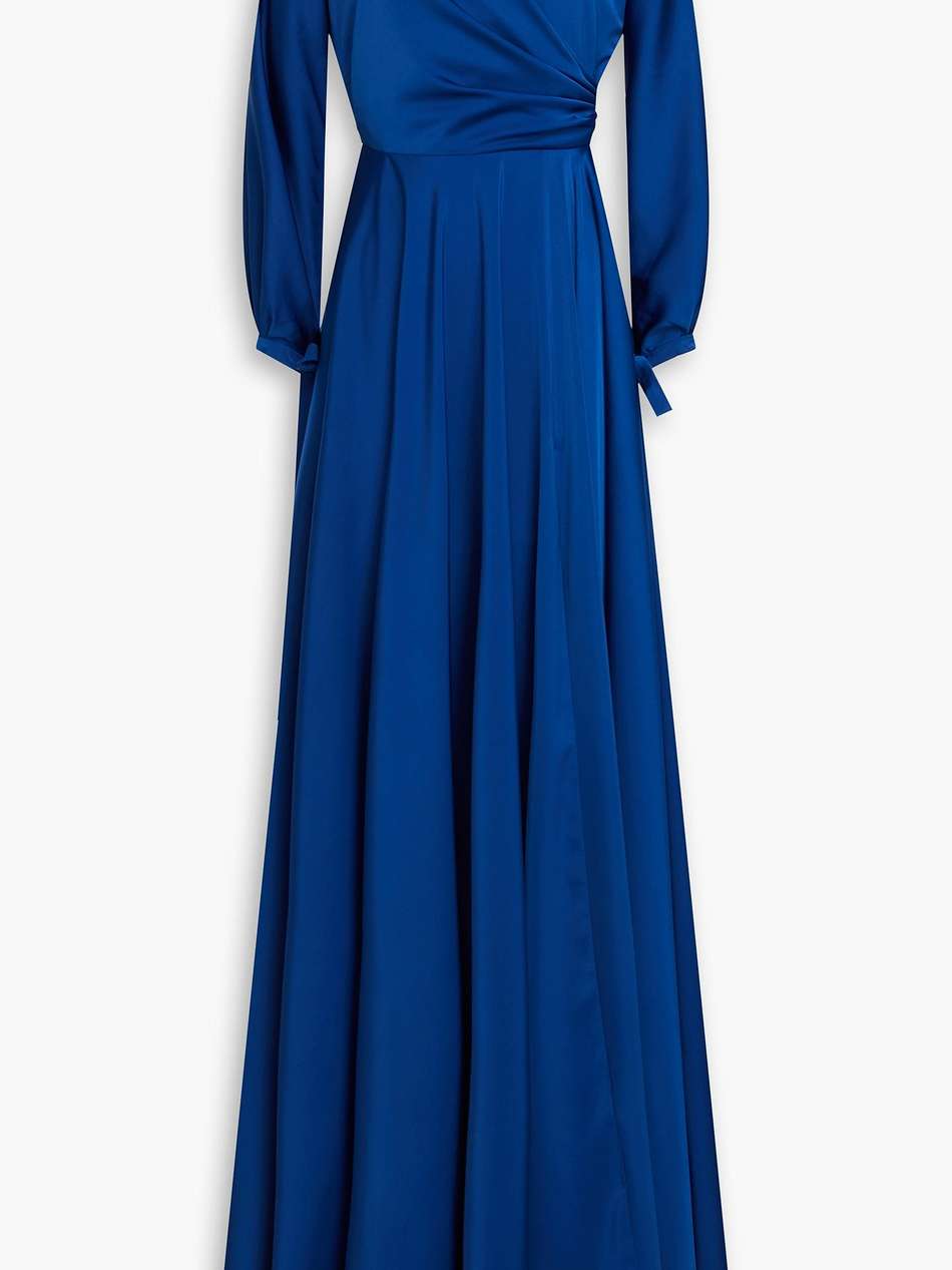draped satin gown