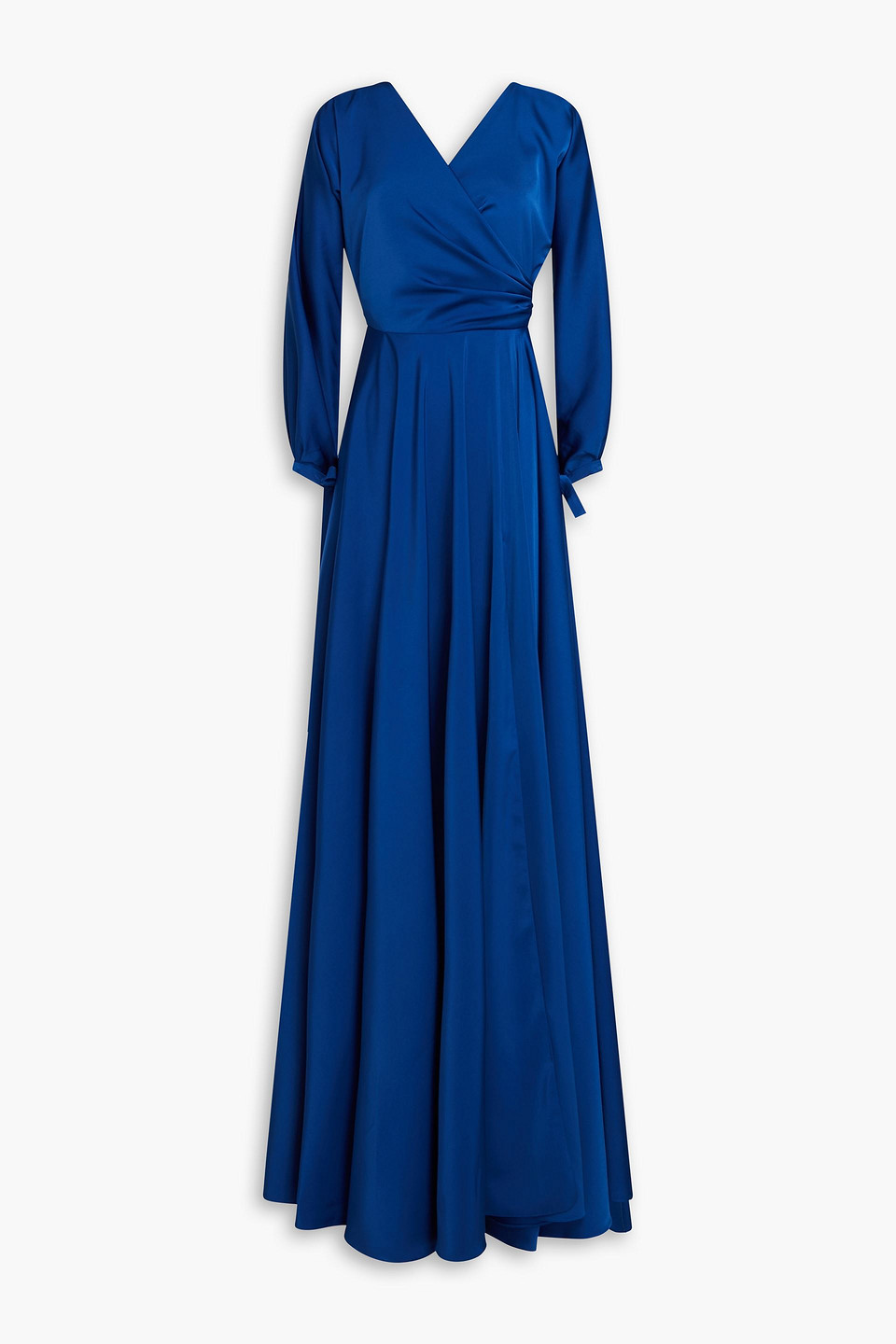 Rhea Costa Draped Satin Gown In Royal Blue