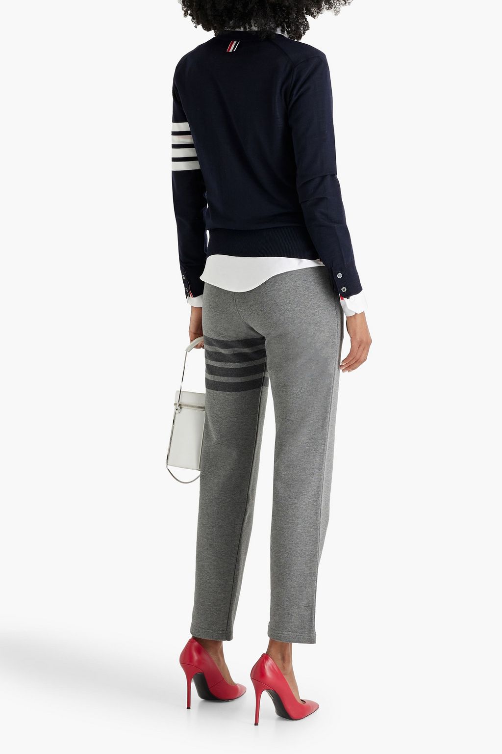 THOM BROWNE Striped French cotton terry track pants