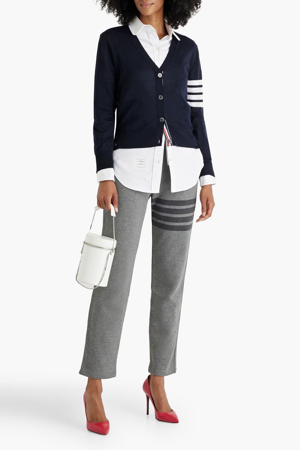 THOM BROWNE Striped French cotton terry track pants