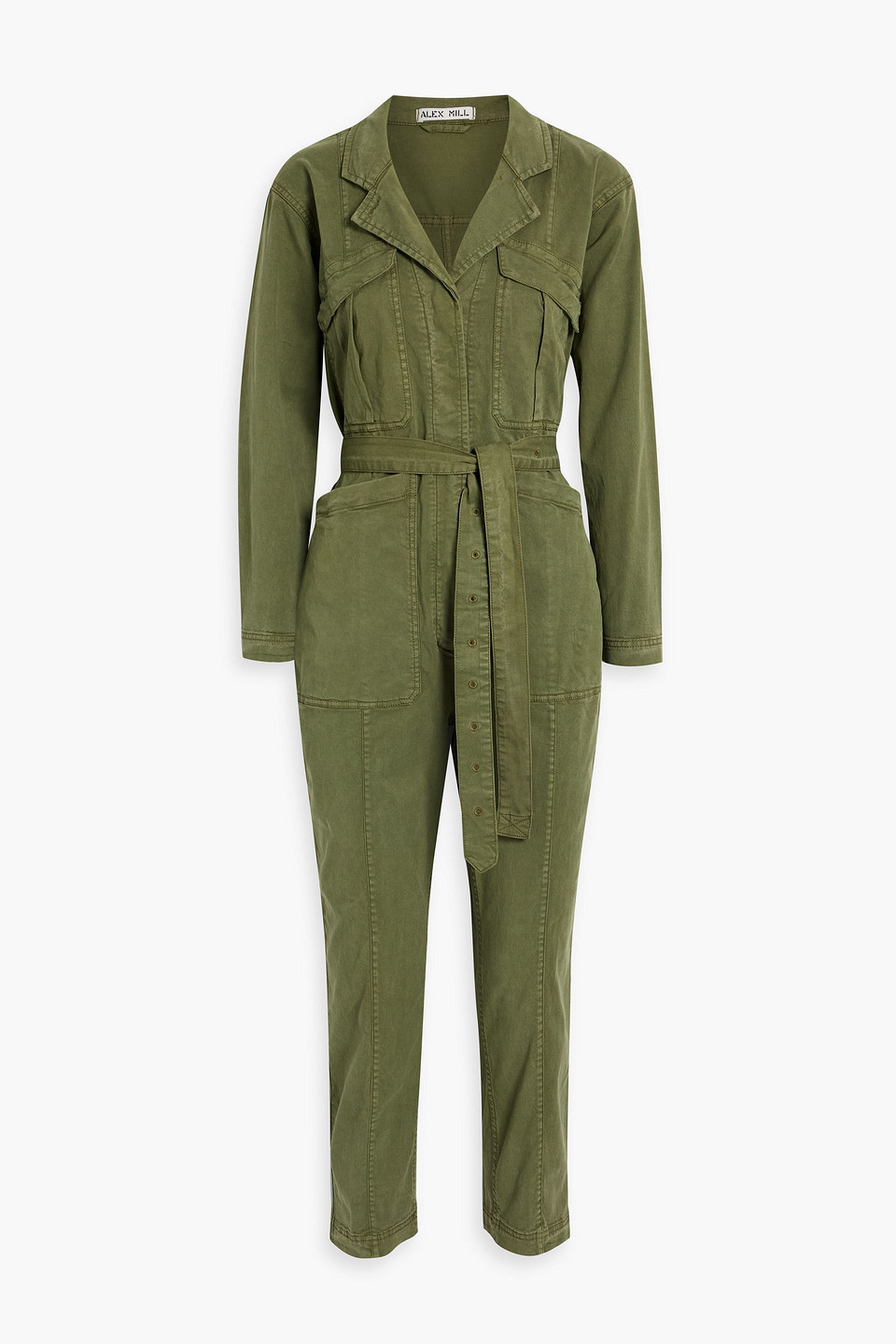 Alex Mill Standard Cropped Stretch-cotton Jumpsuit In Army Green