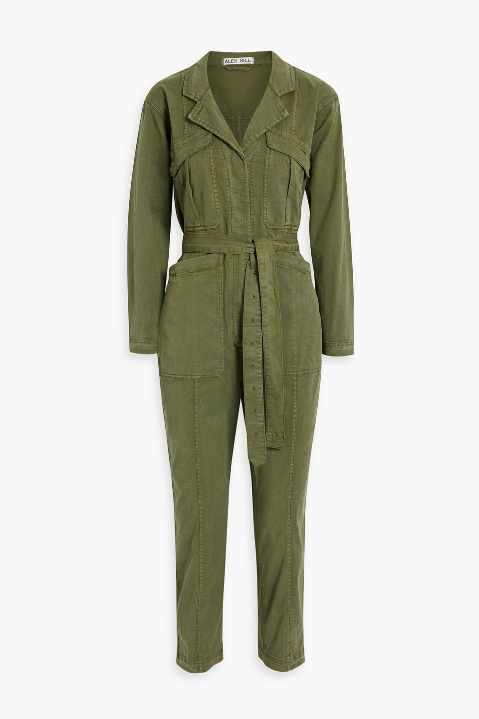 Shop Alex Mill Expedition Cropped Tencel™-blend Twill Jumpsuit In Army Green