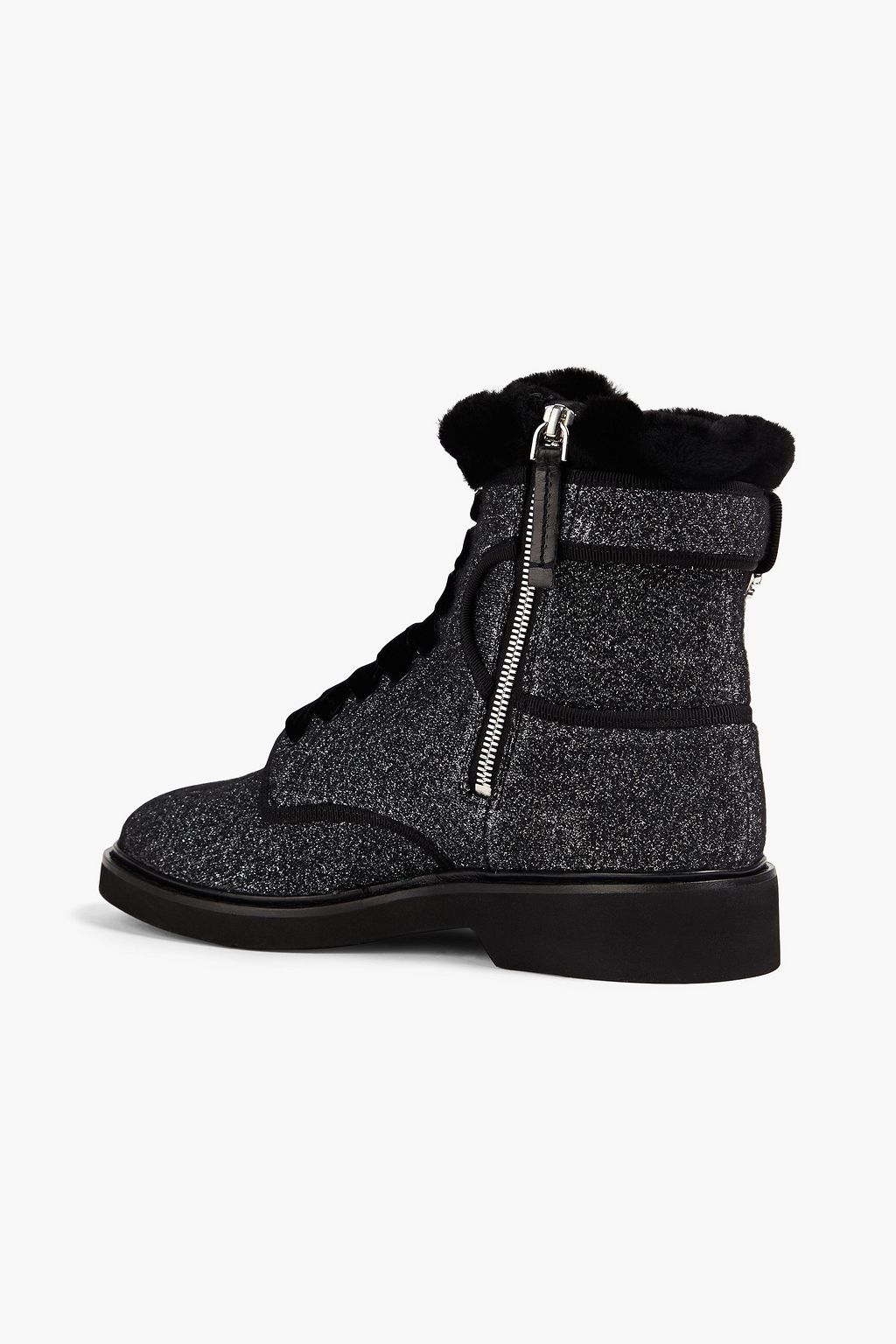 ROGER VIVIER 비브 레인저스 45 시어링 라이닝 라메 앵클 부츠