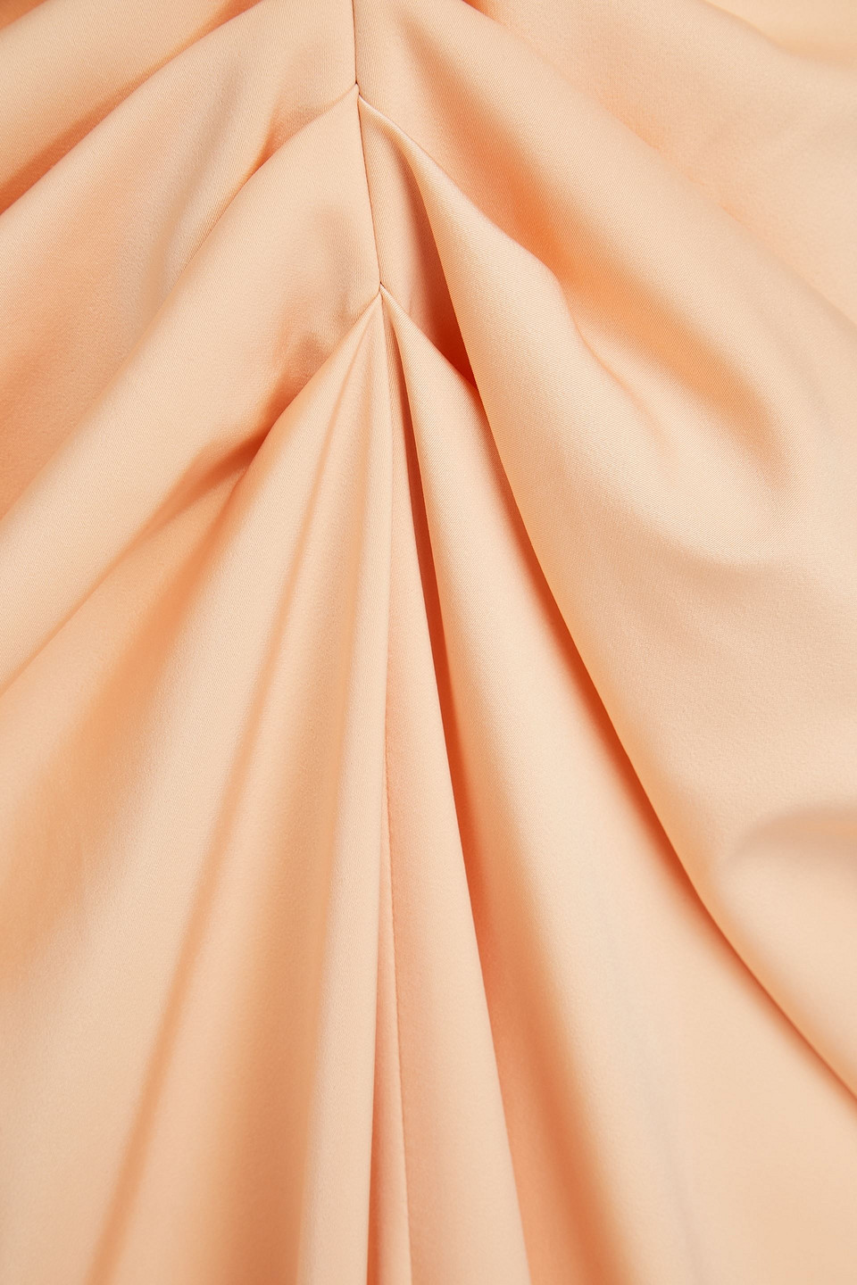 Rhea Costa Strapless Pleated Satin Gown In Pastel Orange