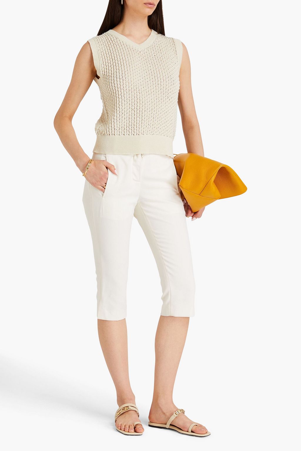 TOTEME Faux pearl-embellished cotton vest