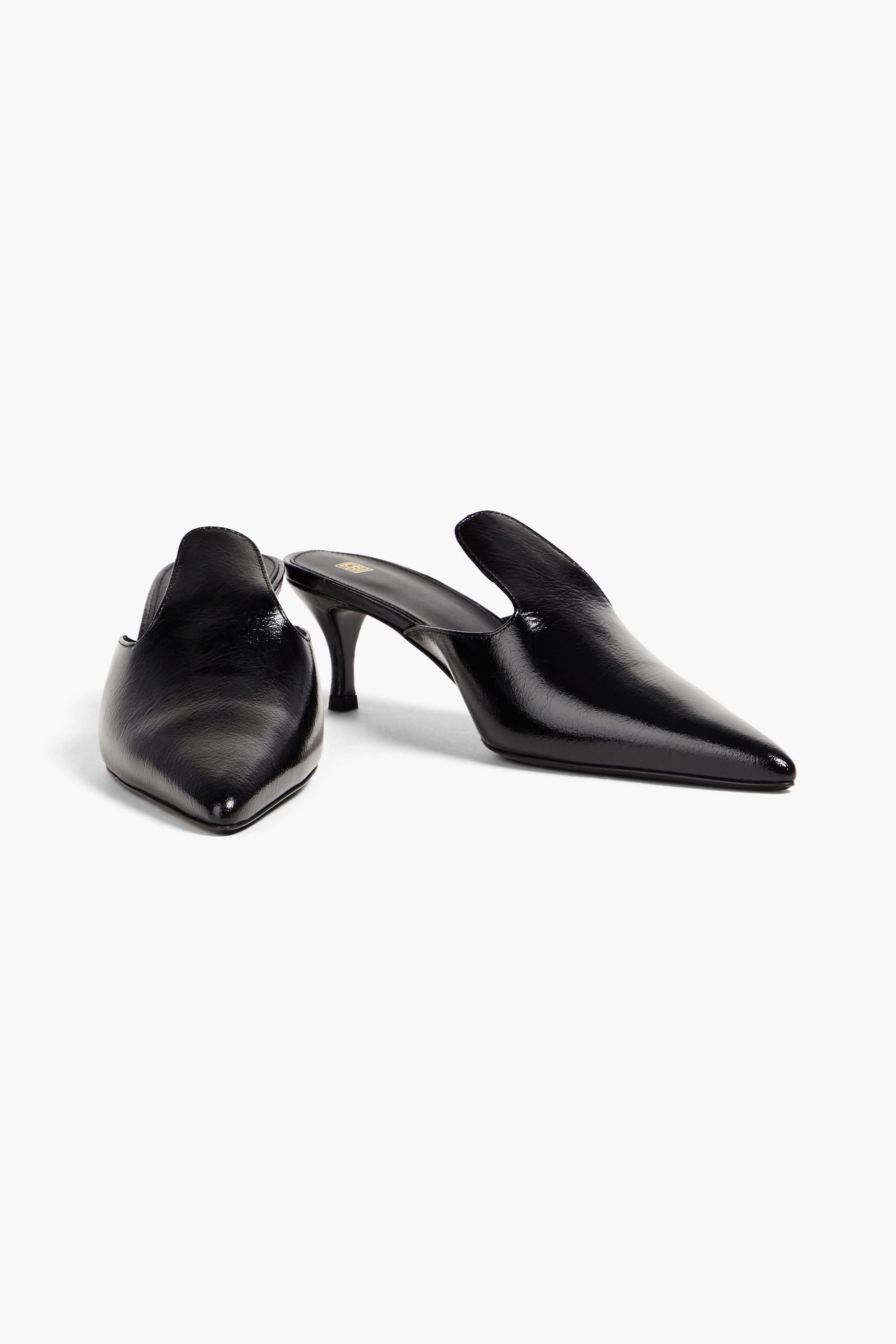 TOTEME Pencil crinkled patent-leather mules