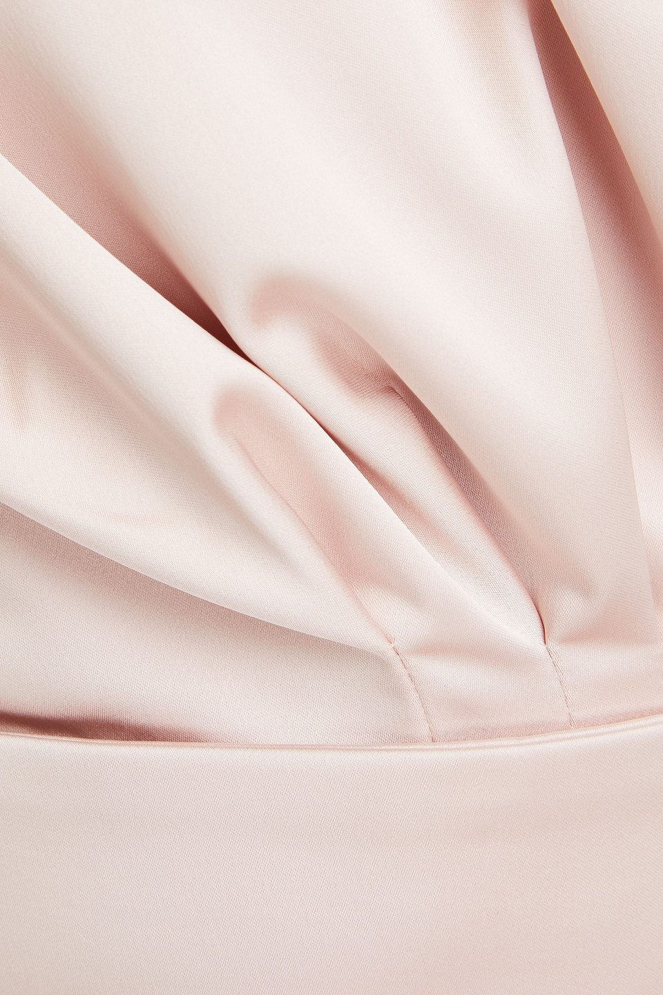 Rhea Costa One-shoulder Draped Satin Gown In Blush