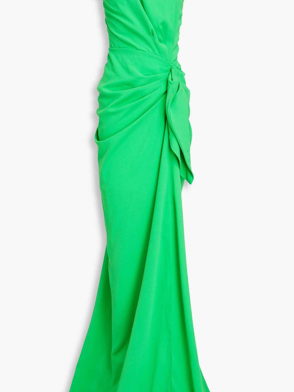 elena one-shoulder draped crepe gown