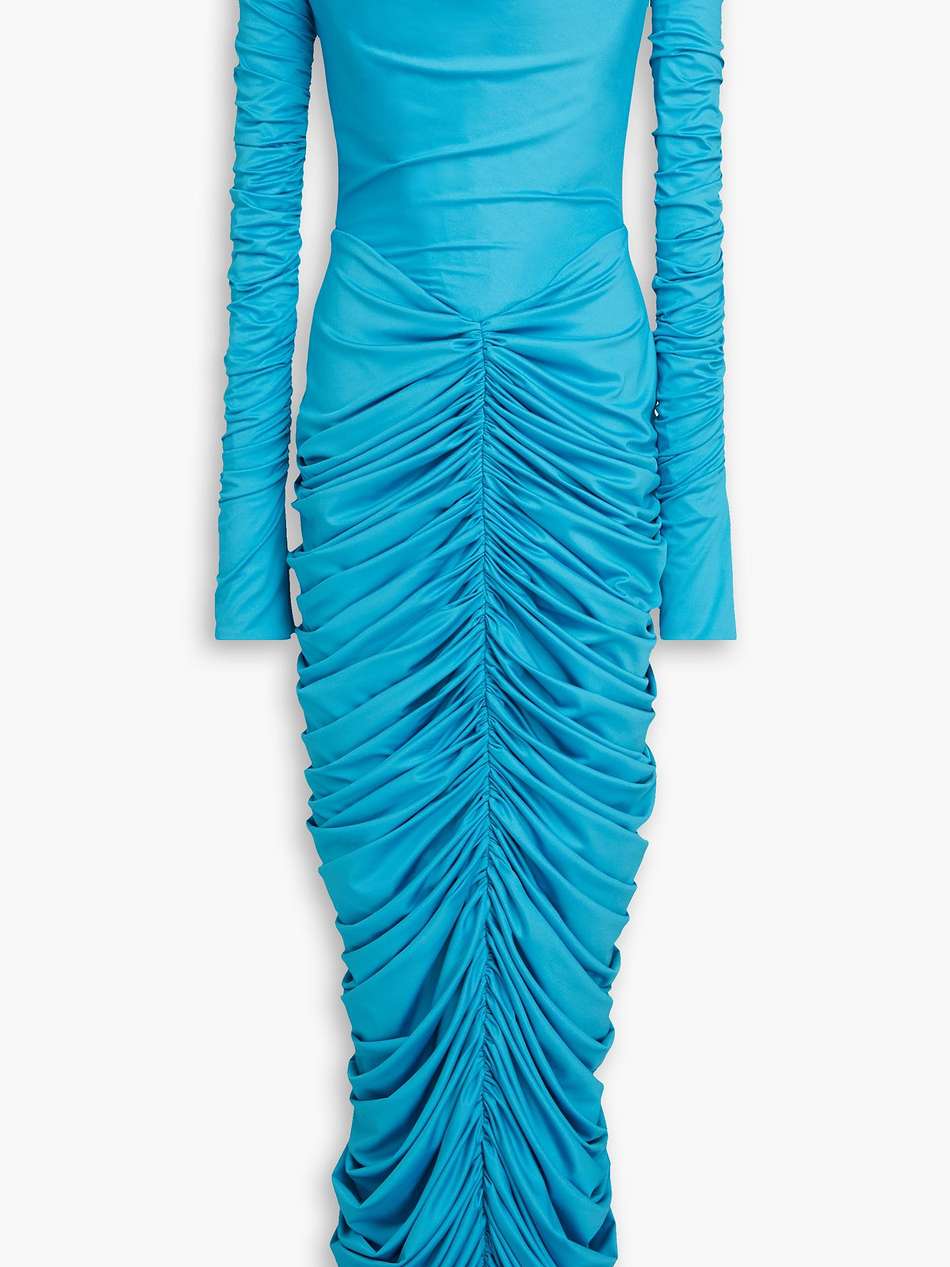 convertible ruched jersey maxi dress