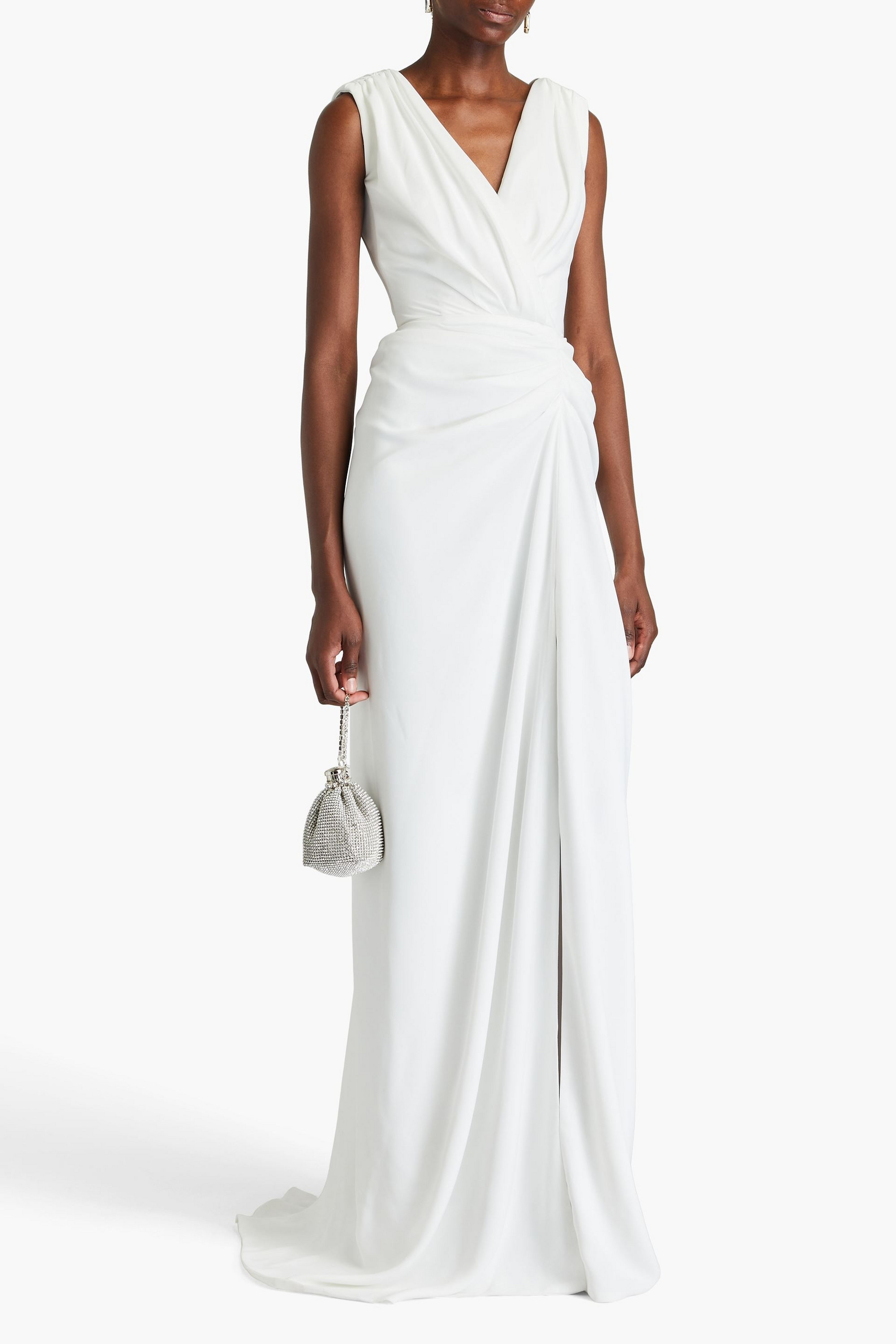 RHEA COSTA Draped crepe gown