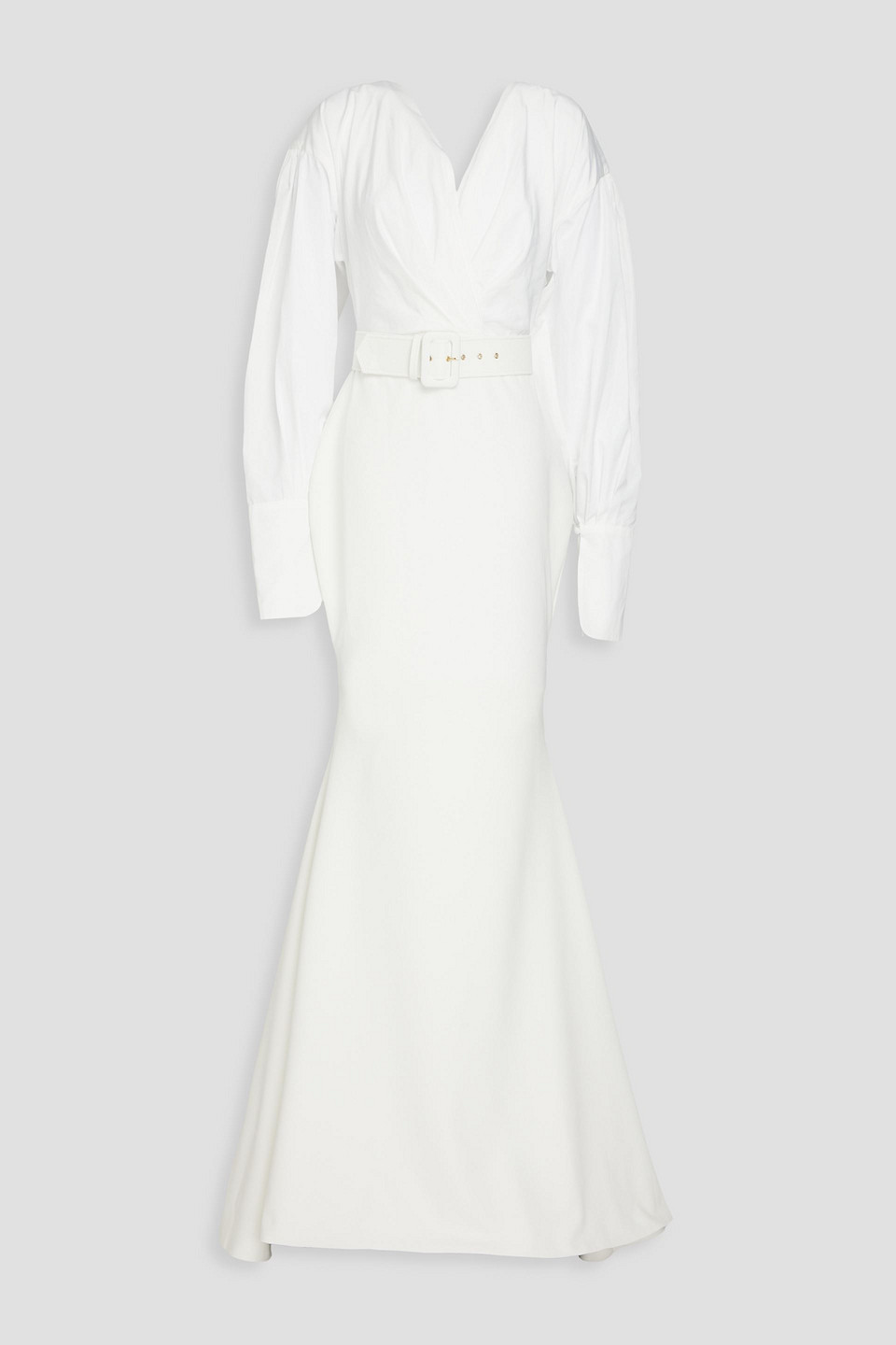 Rhea Costa Chloe Belted Crepe Dress In White