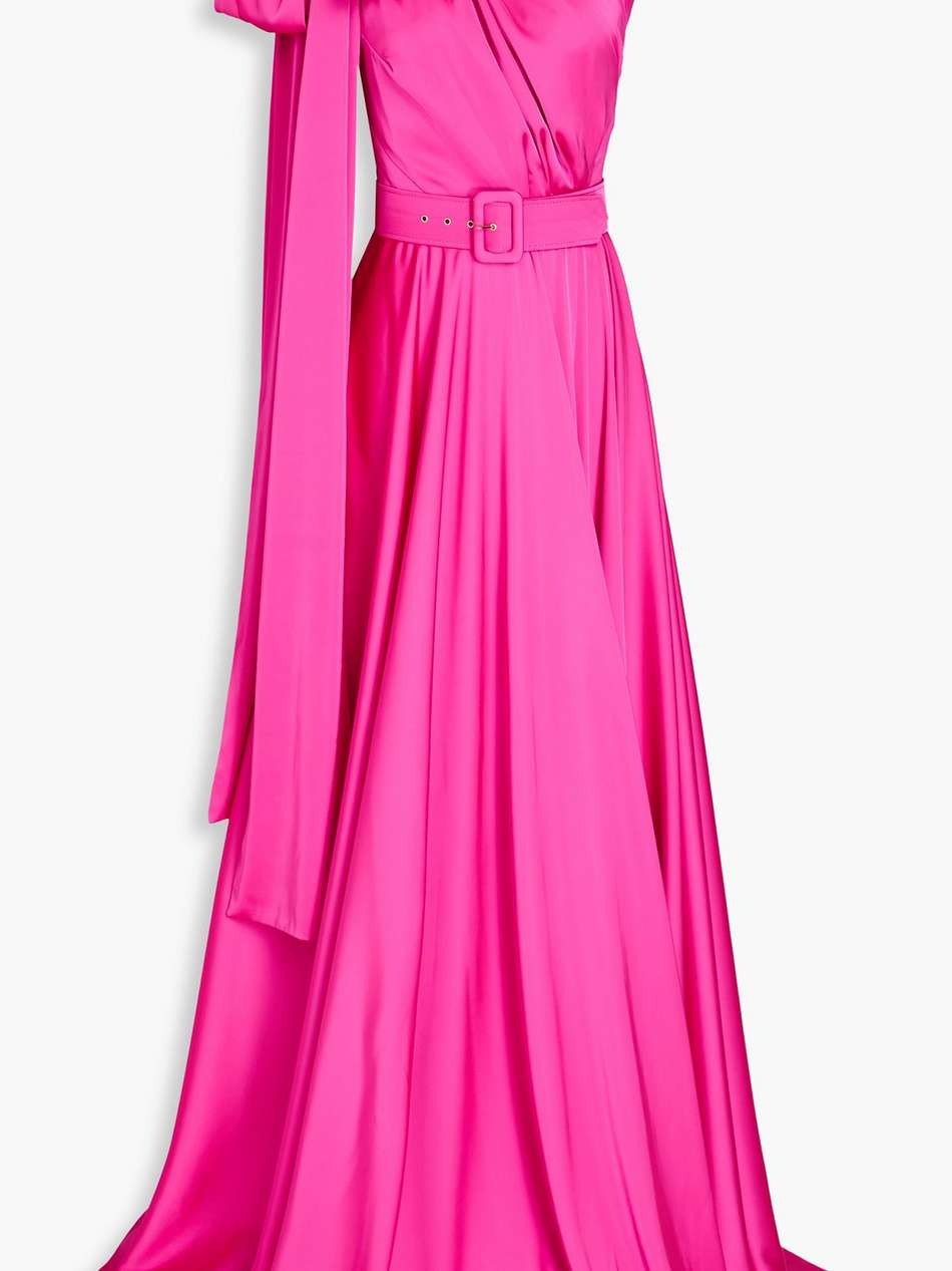 kira belted satin gown