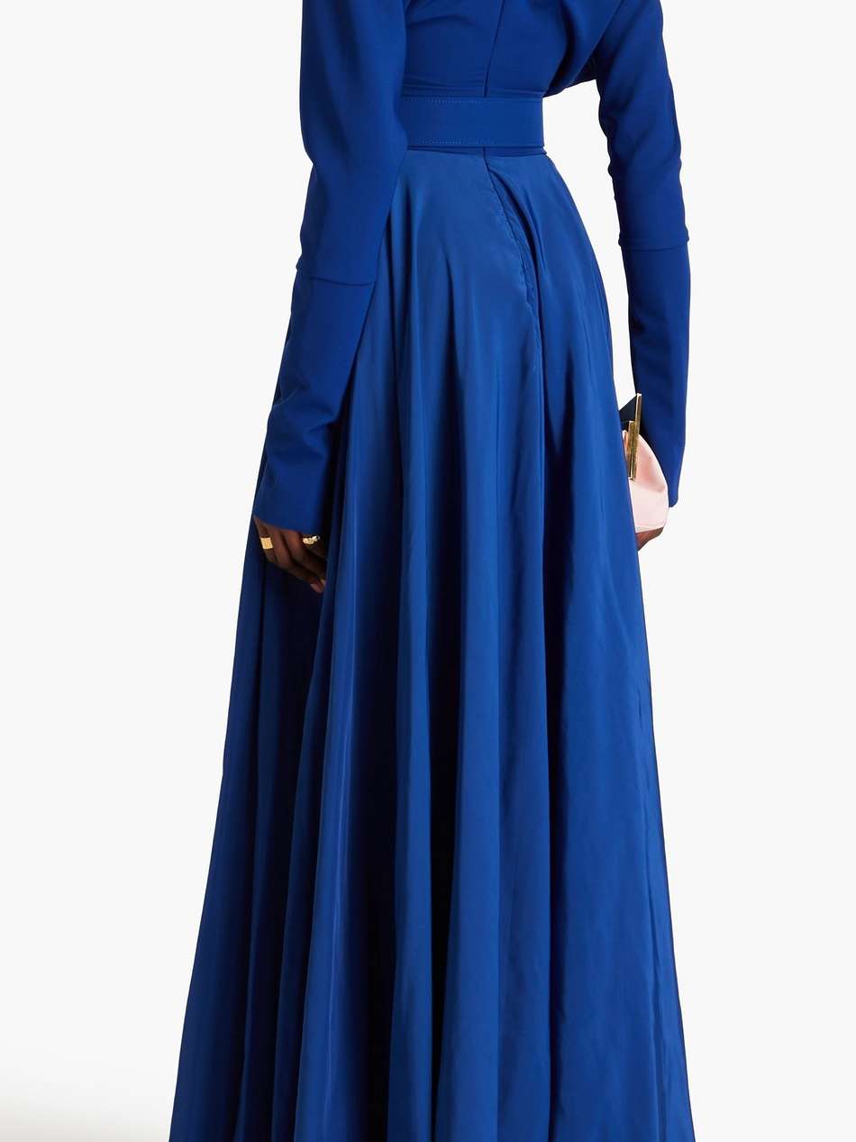 pleated satin-crepe gown