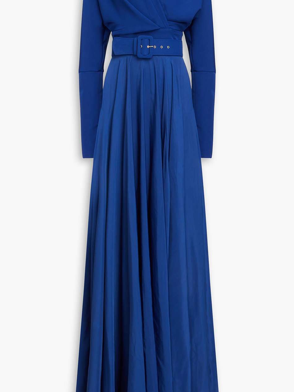 pleated satin-crepe gown