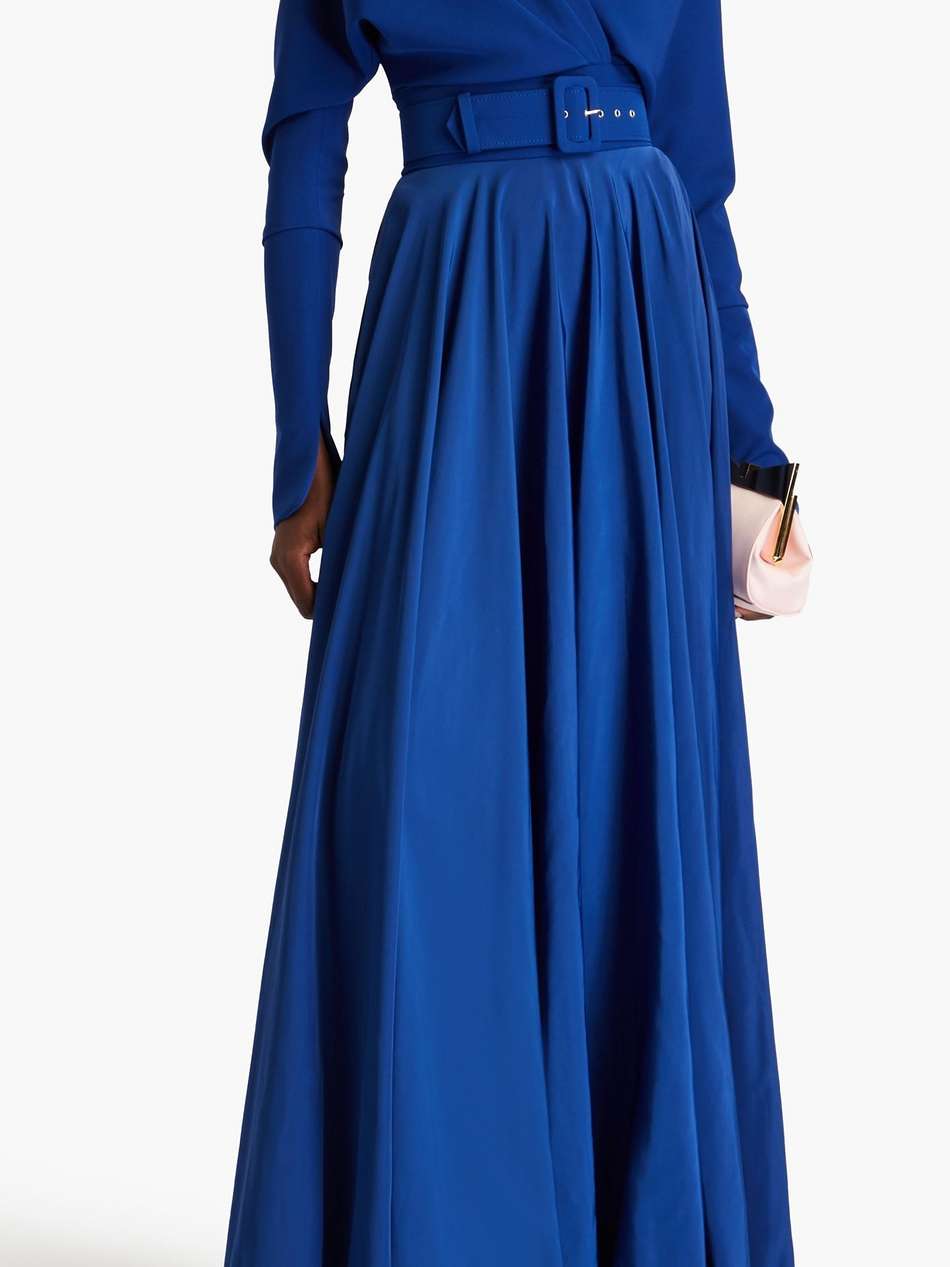 pleated satin-crepe gown