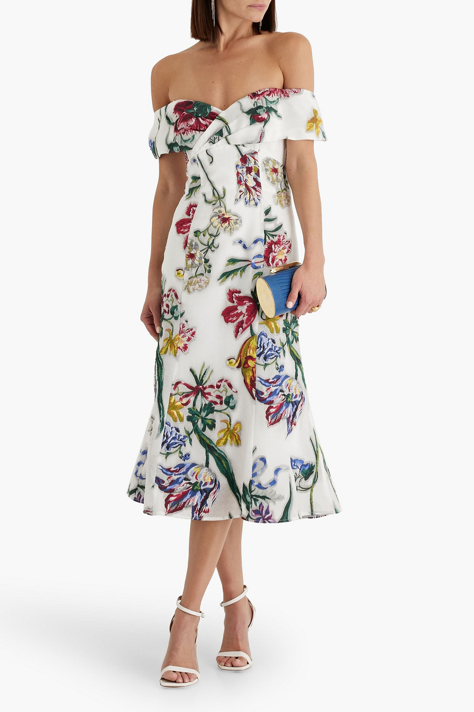  Marchesa Notte - Schulterfreies Midikleid Aus Brokat - Bunt - Us 4 