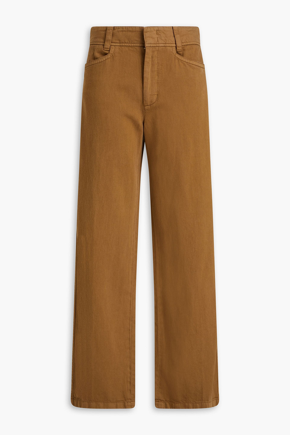 Vince Cotton, Lyocell And Linen-blend Twill Straight-leg Pants In Light Brown