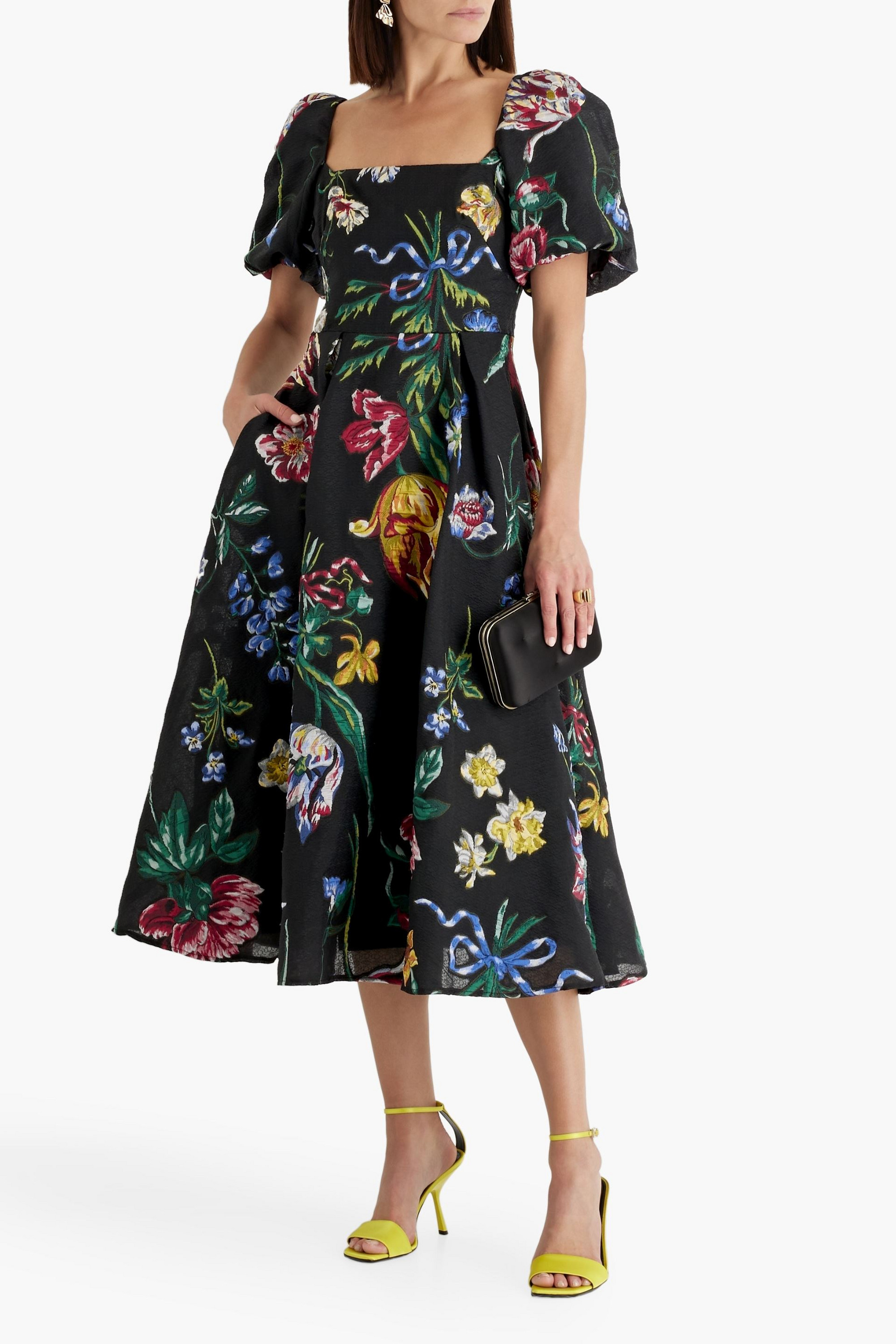 MARCHESA NOTTE Brocade midi dress