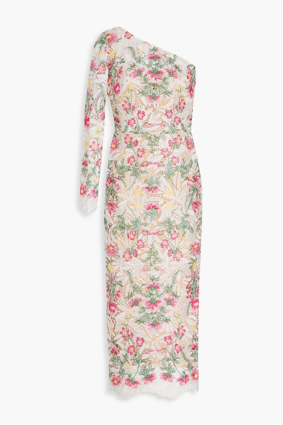 Marchesa Notte Alexis Midi Dress In Multicolor