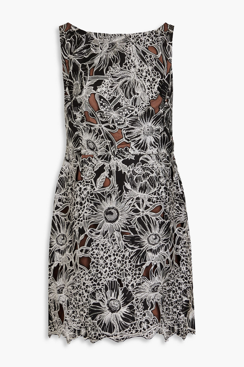 Marchesa Notte Guipure Lace Mini Dress In White