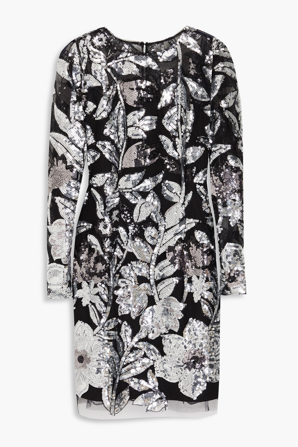 Marchesa Notte Sequin-embellished Tulle Mini Dress In Black