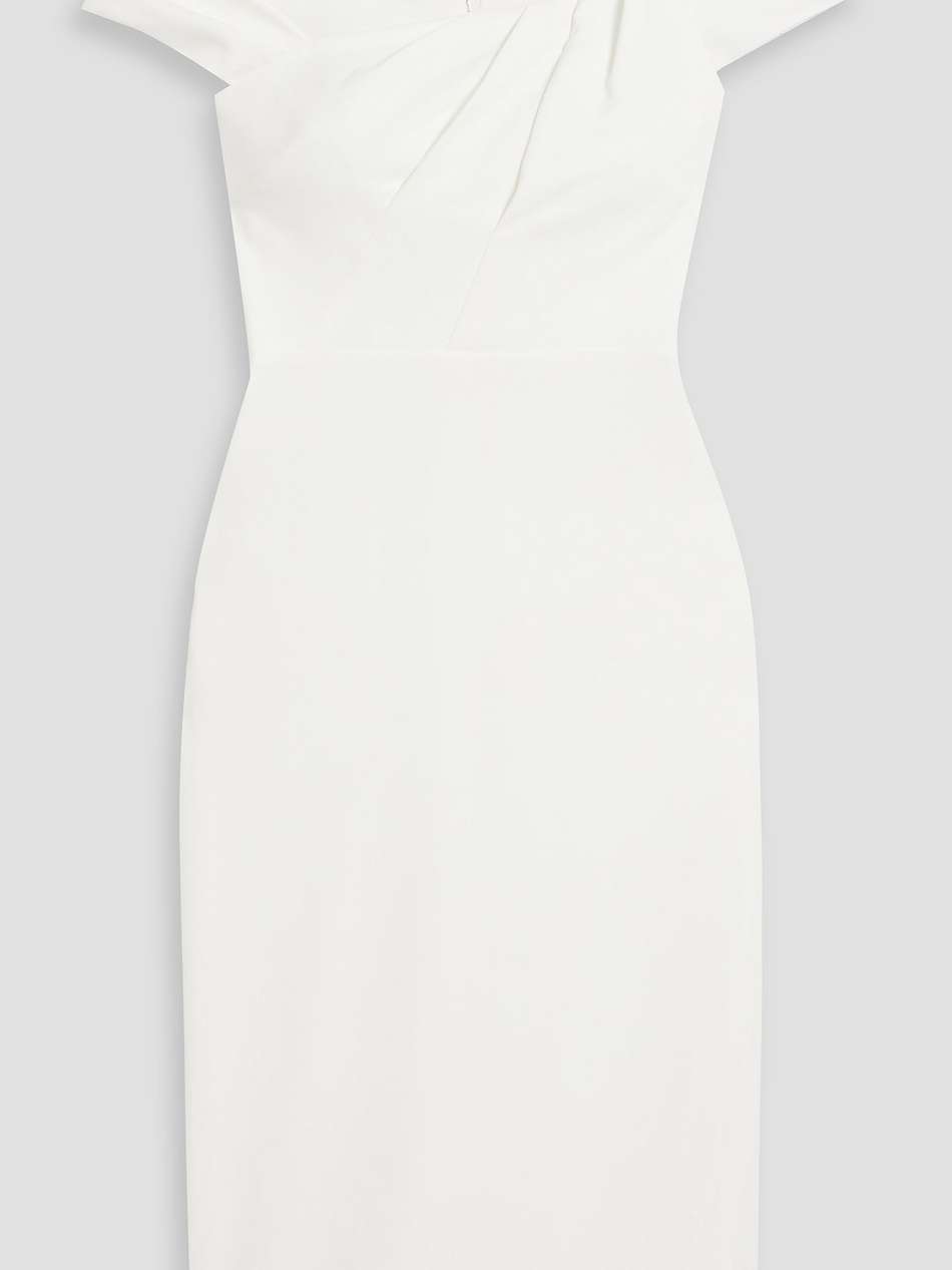 pleated crepe midi dress