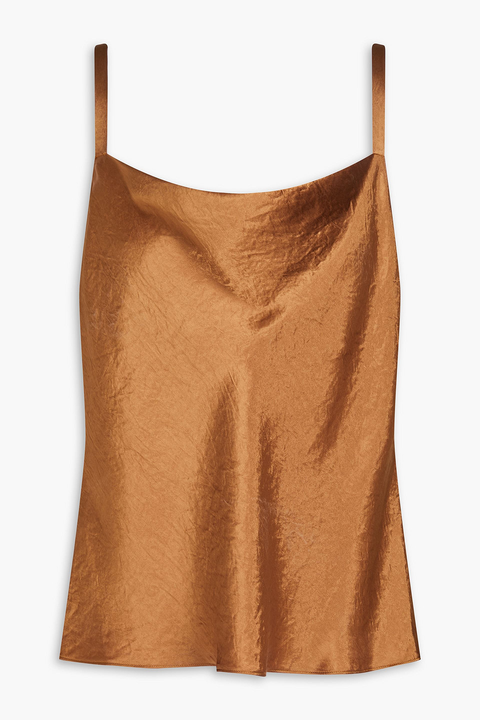 Vince. - Draped crinkled satin camisole - Brown - XS