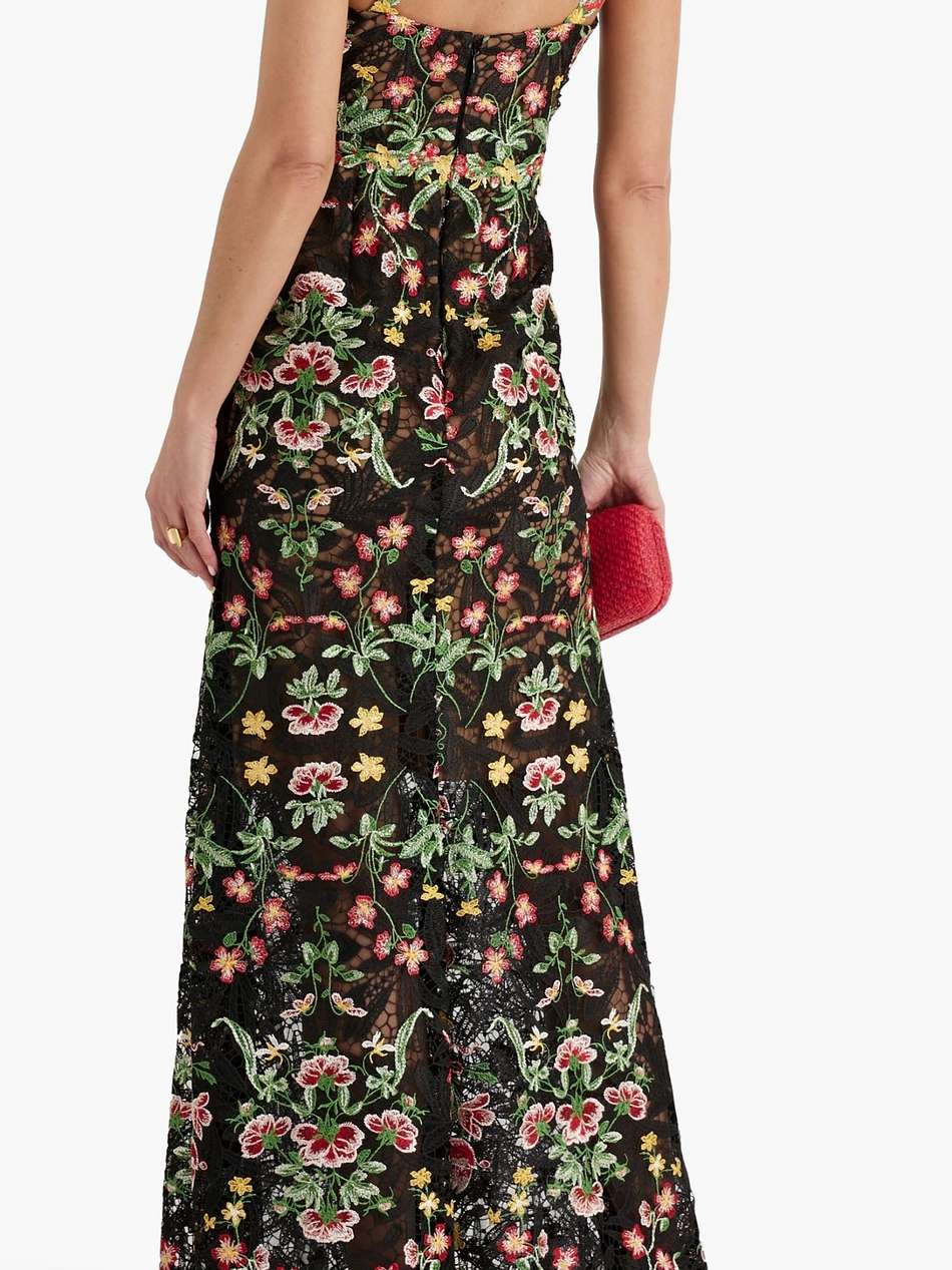 embroidered macramé lace gown