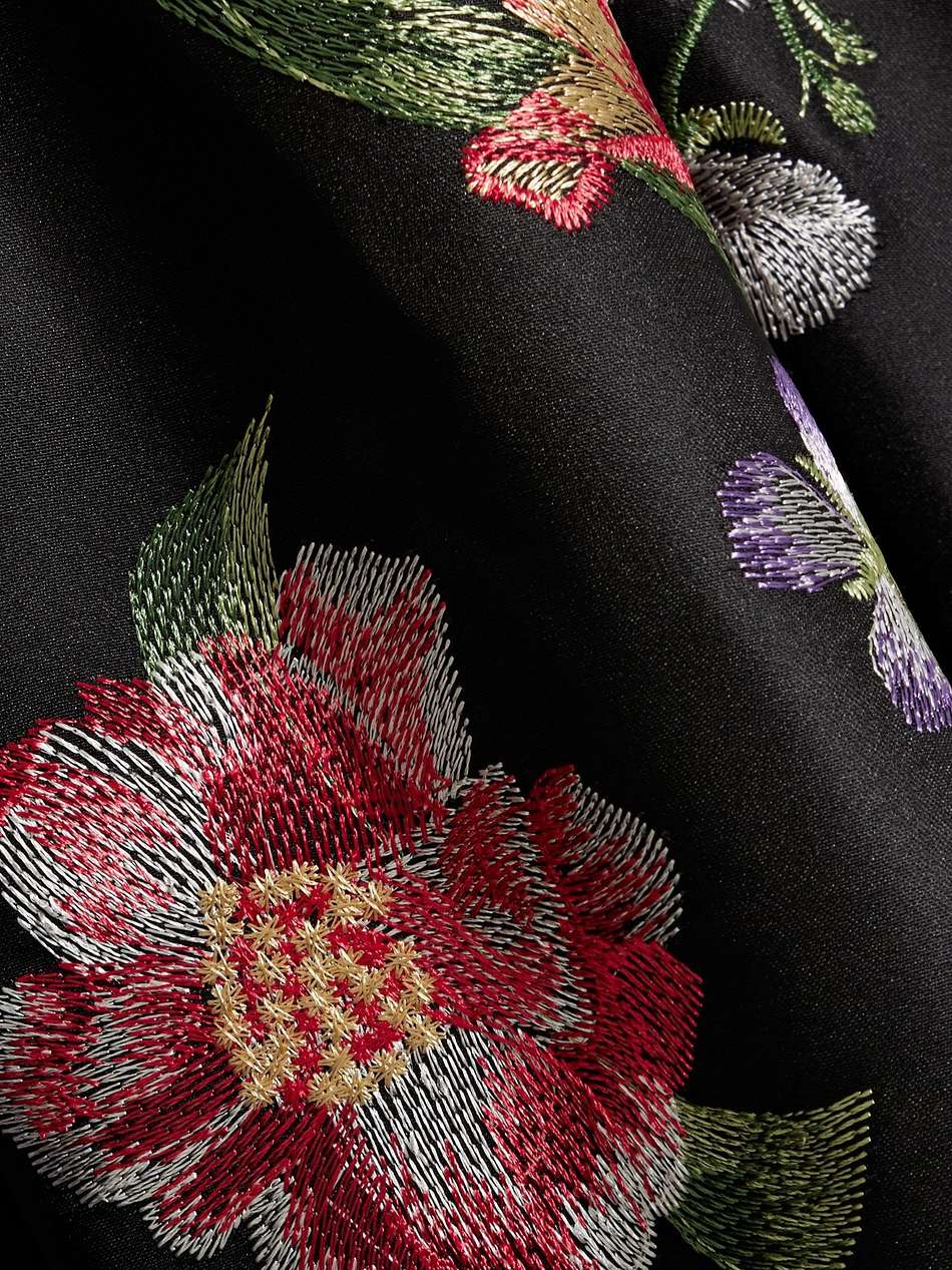 pleated embroidered duchesse-satin gown