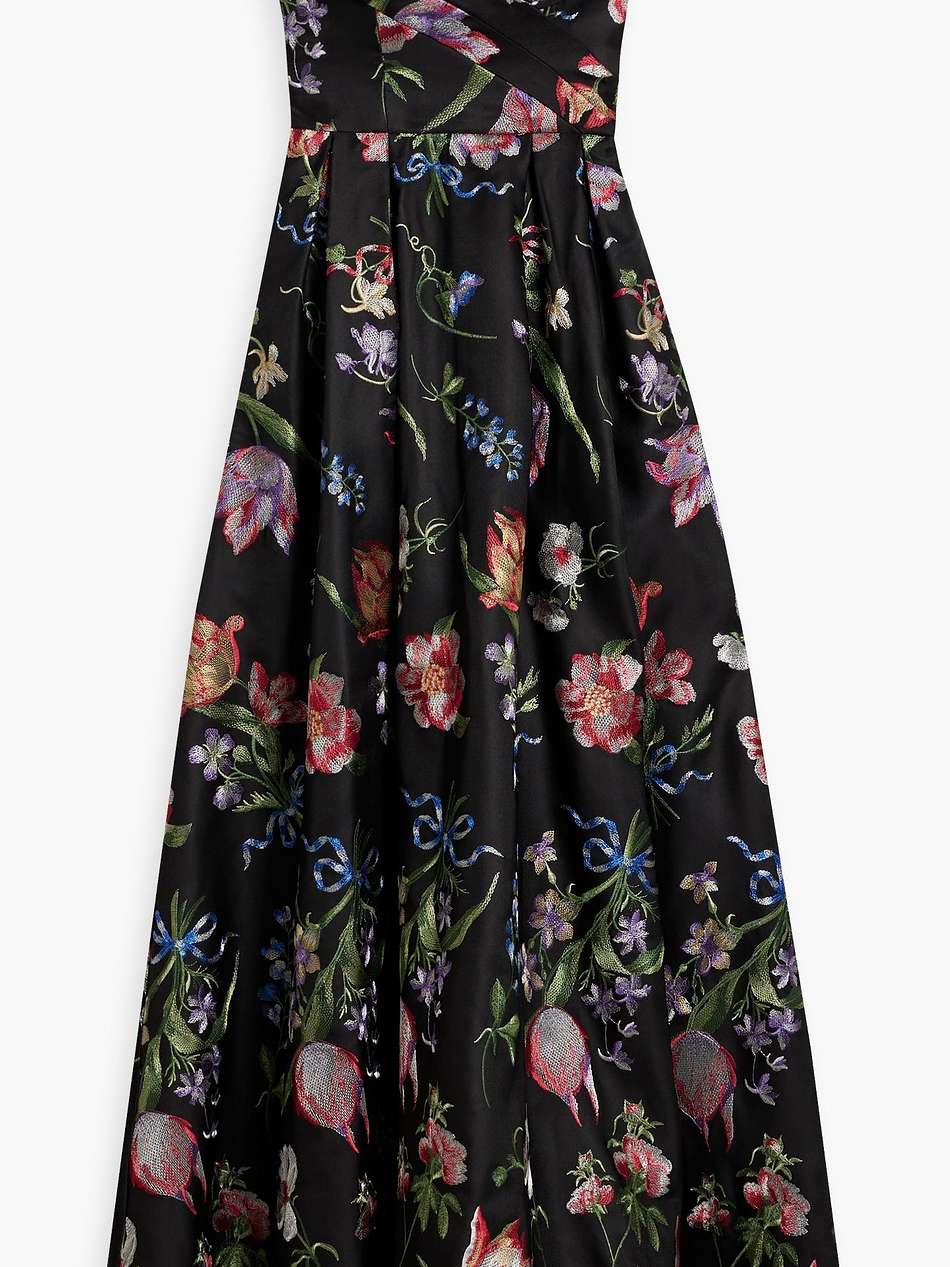 pleated embroidered duchesse-satin gown