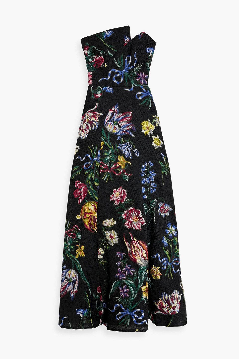 Marchesa Notte Strapless Brocade Gown In Black