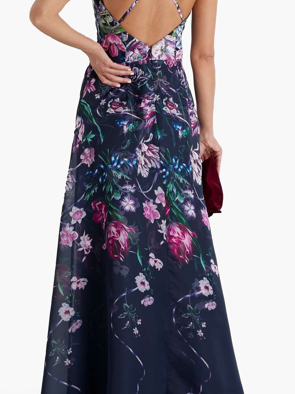 embroidered tulle and charmeuse gown