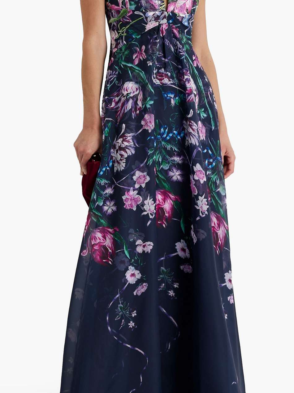 embroidered tulle and charmeuse gown