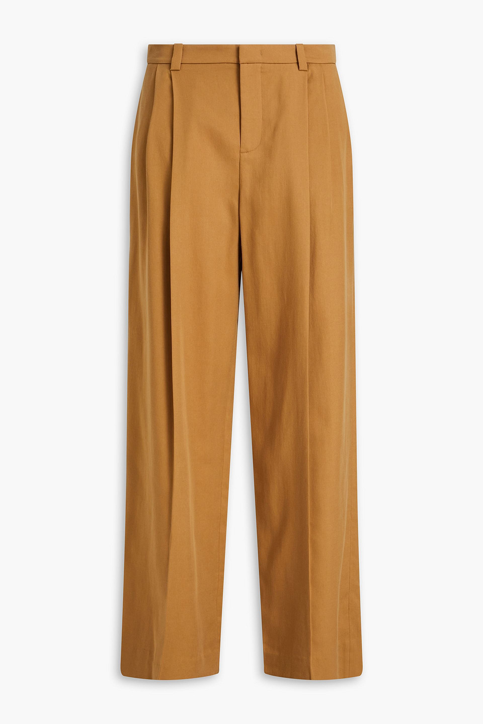 Vince Pleated Low-rise Wide-leg Trousers In Camel