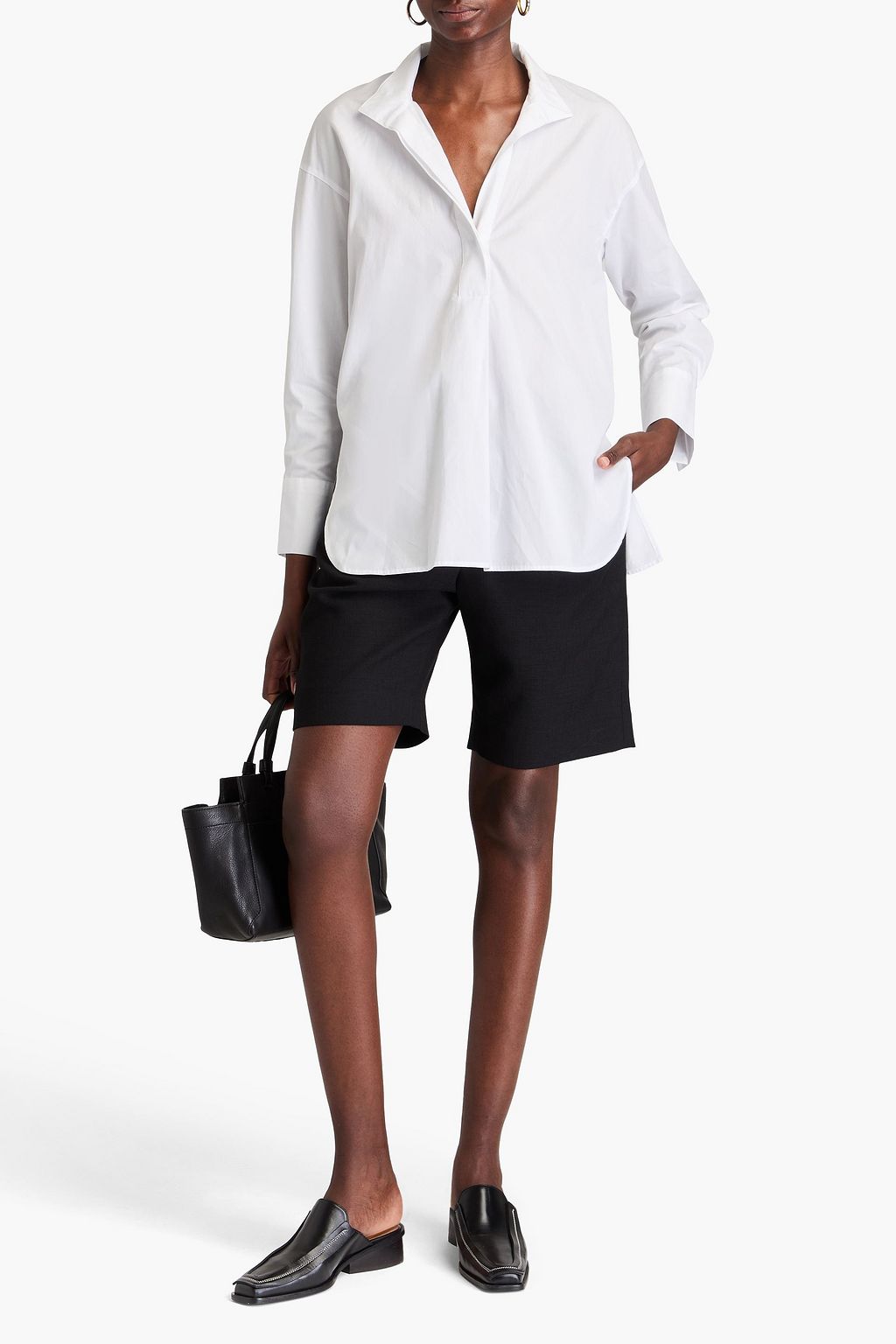 VINCE. Pleated cotton shirt