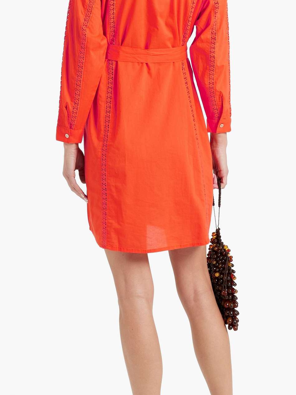 emily crochet-trimmed cotton mini shirt dress