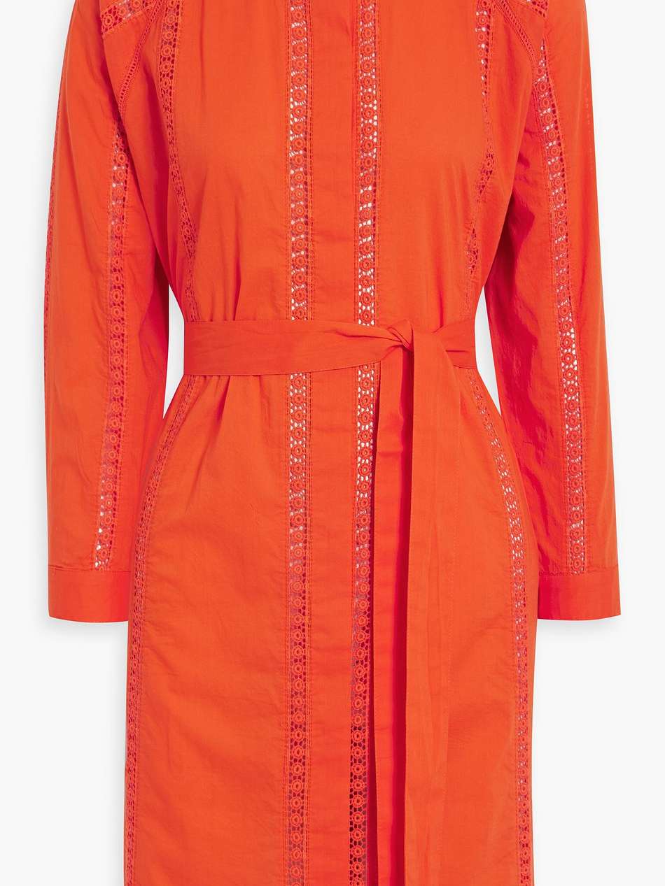 emily crochet-trimmed cotton mini shirt dress