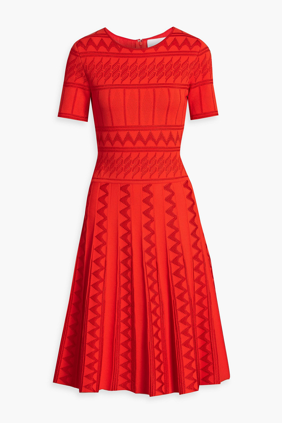 Carolina Herrera Pointelle-knit Dress In Red