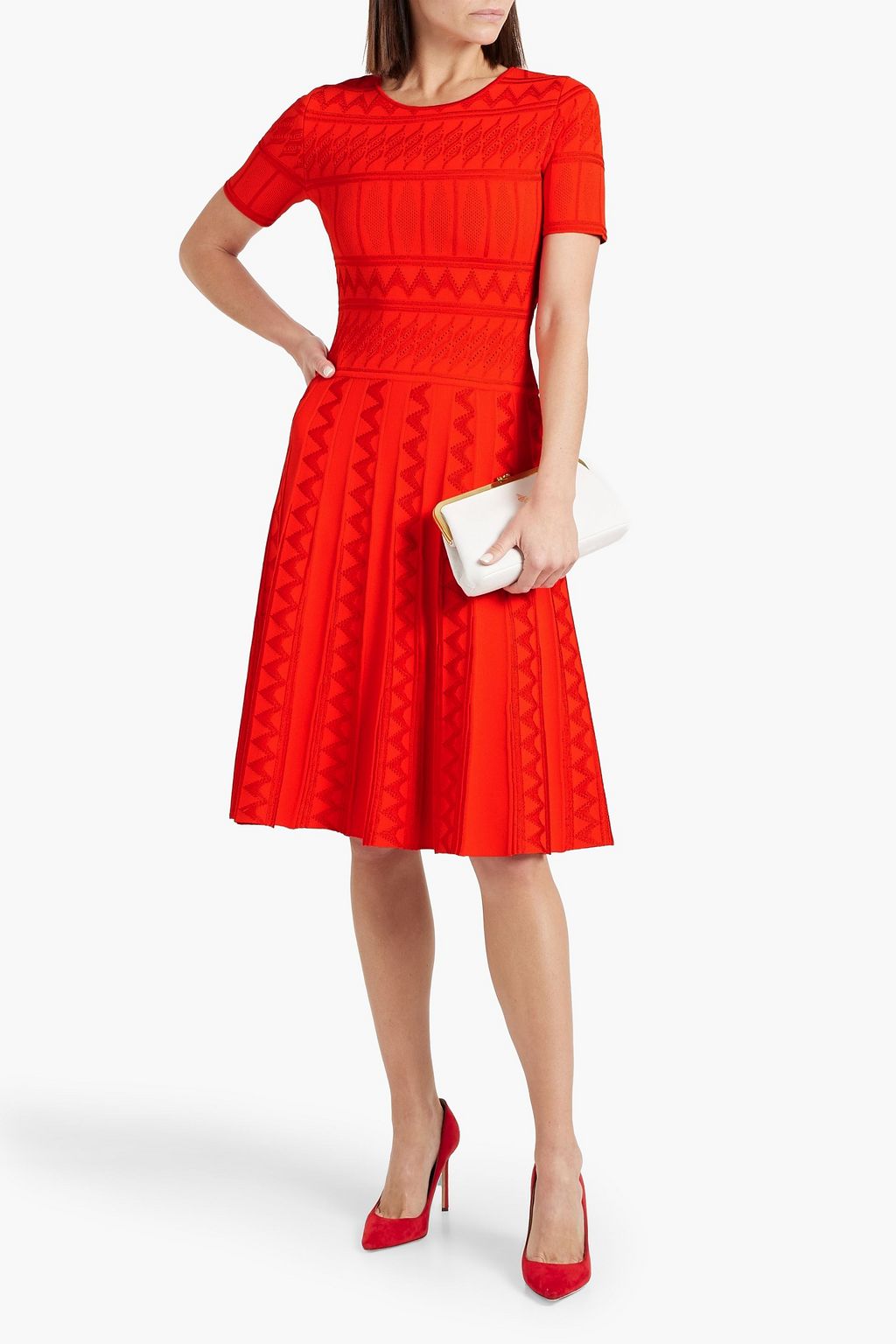 CAROLINA HERRERA Pointelle-knit dress