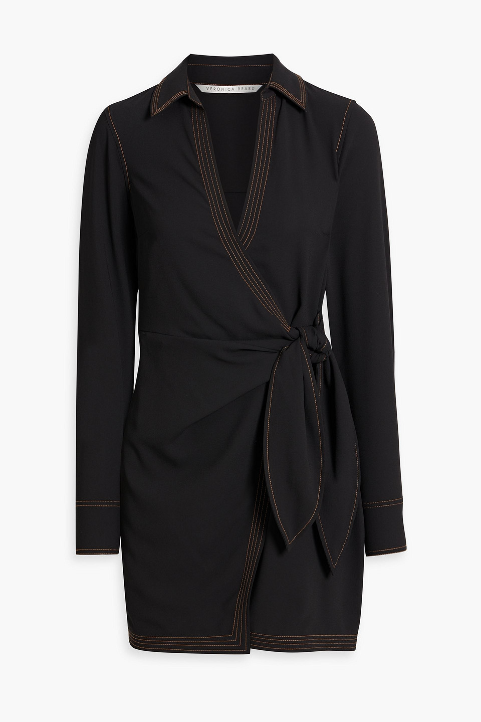 Veronica Beard Crepe De Chine Mini Wrap Dress In Black