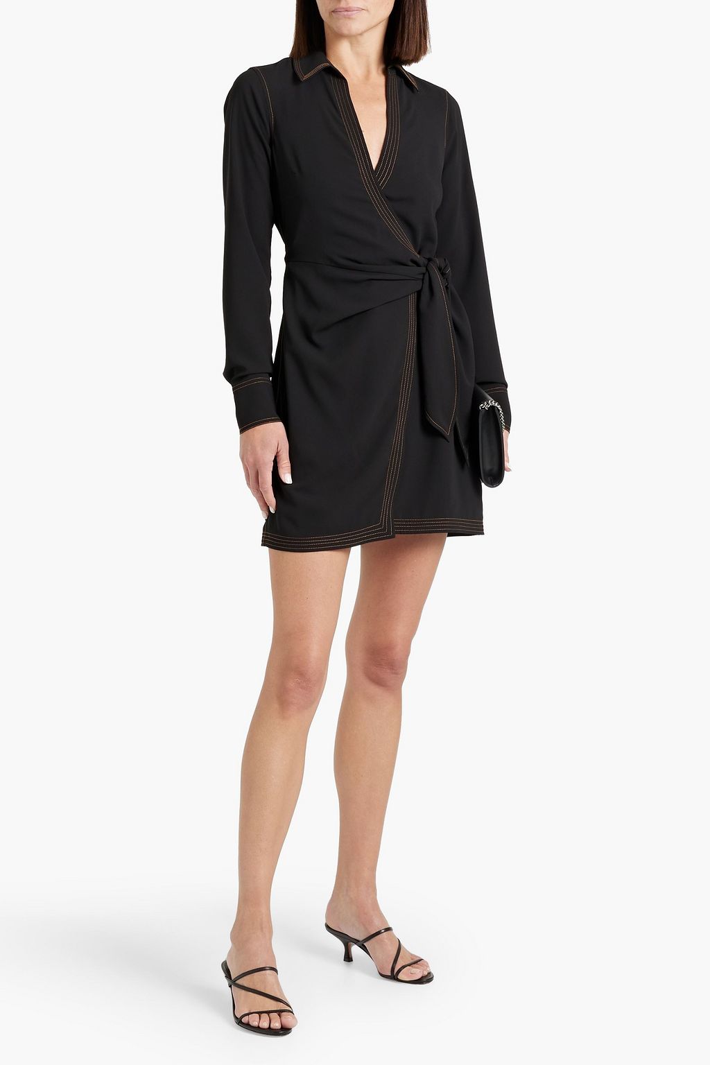 VERONICA BEARD Lavella crepe de chine mini wrap dress