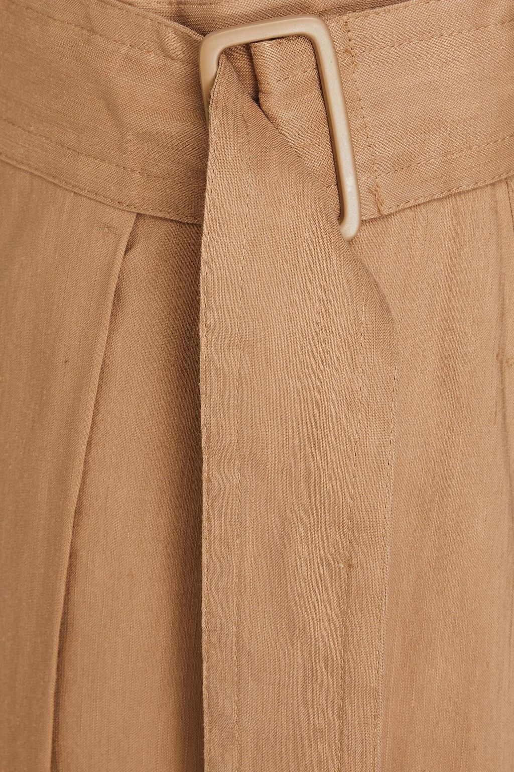VINCE. Linen-blend midi wrap skirt