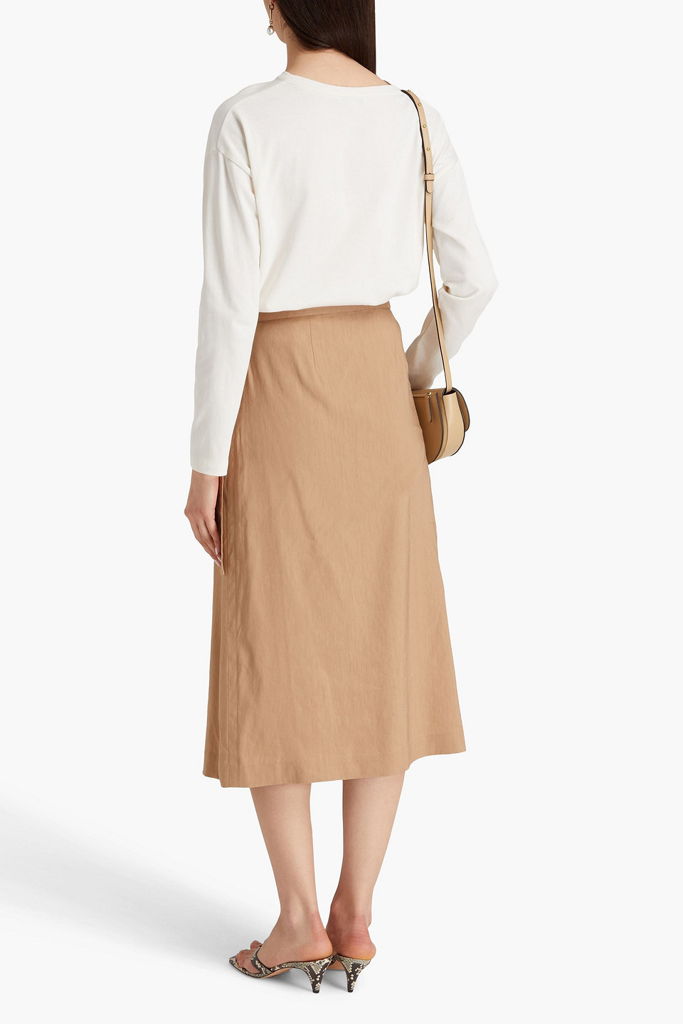 Vince Linen-blend Midi Wrap Skirt In Neutral