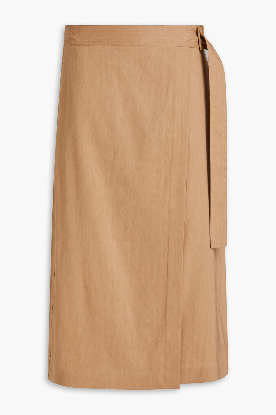Vince Linen-blend Midi Wrap Skirt In Neutral