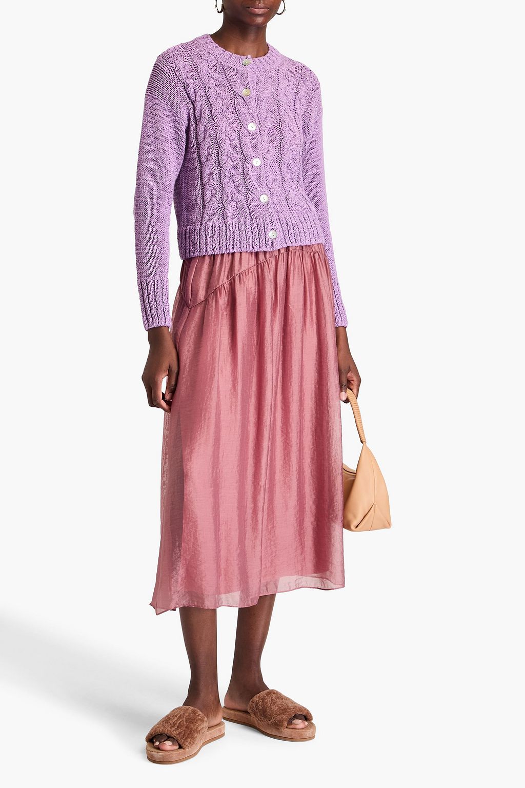VINCE. Cable-knit cotton-blend cardigan