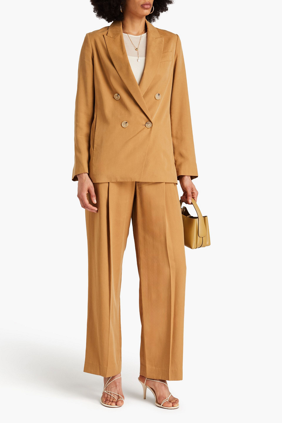 Vince Lyocell-blend Twill Blazer In Camel
